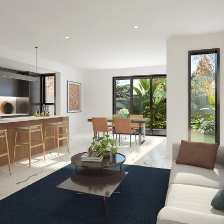 hampton and nolan living kitchen area render eaglemont homes